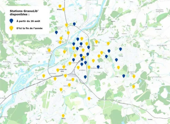 Carte des stations Graoulib à Metz
