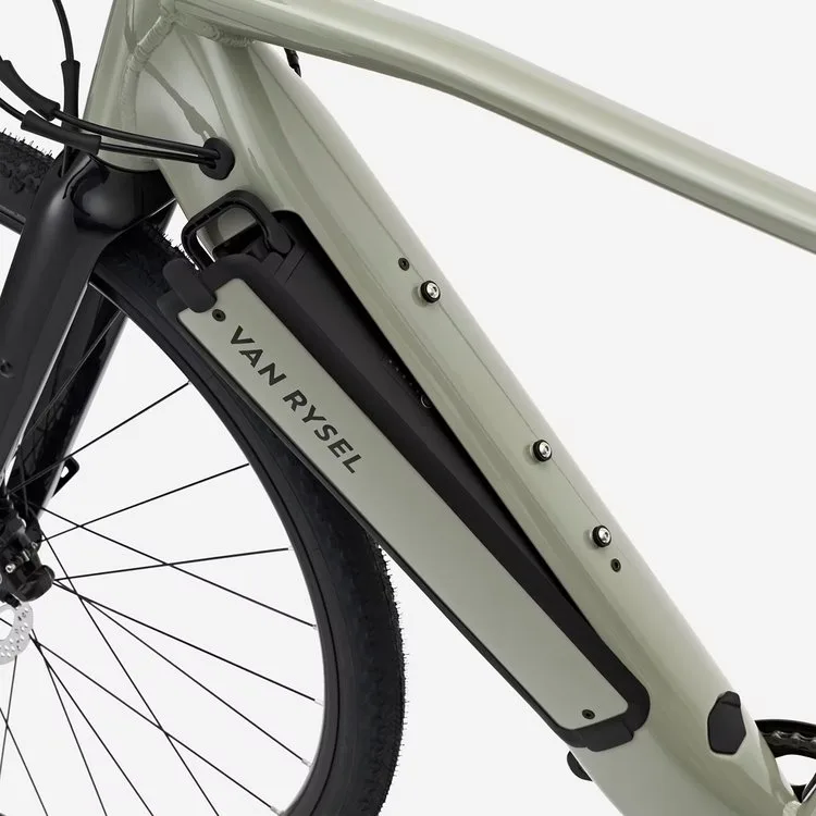 Batterie amovible de 360 Wh intégrée dans le cadre du Van Rysel E-GRVL AF Discover.
