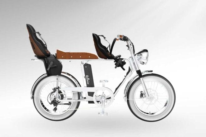 Vélo électrique biplace Voltaire Paname avec sièges enfants
