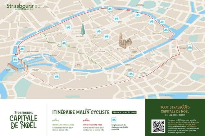 Le plan du ring vélo de Strasbourg