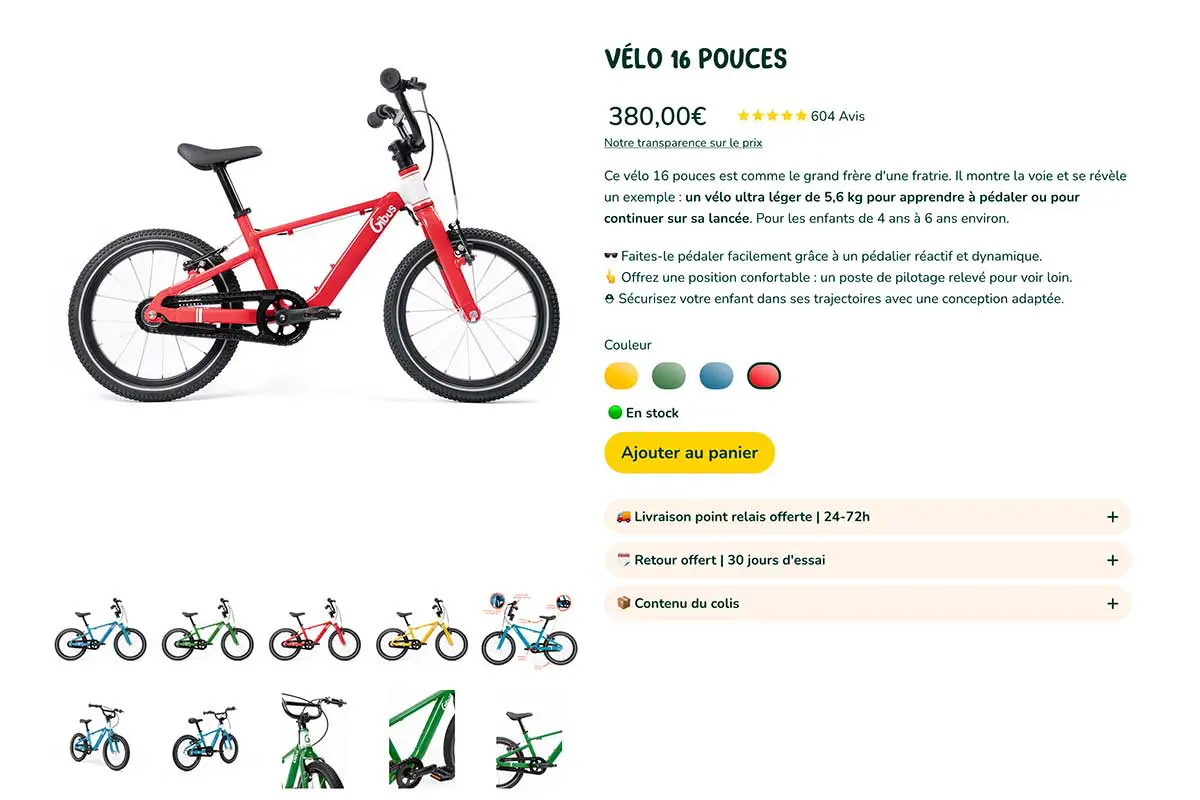site internet gibus vélo 16 pouces